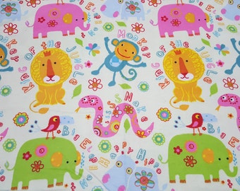 Flannel Fabric - King of the Jungle Colorful - By the yard - 100% Cotton Flannel