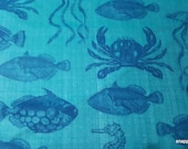 Flannel Fabric - Nautical Sealife - By the yard - 100% Cotton Flannel