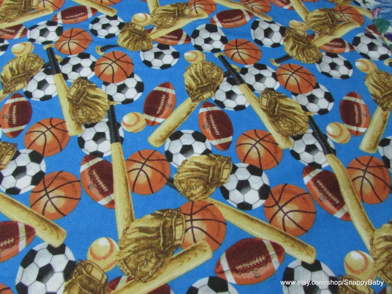Flannel Fabric  Tossed Sports  By the yard  100% Cotton image 1