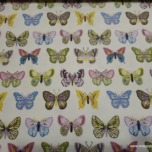 Flannel Fabric - Butterflies in Line - By the yard - 100% Cotton Flannel