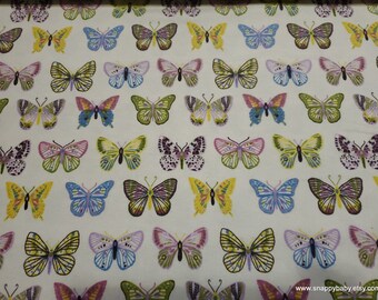 Flannel Fabric - Butterflies in Line - By the yard - 100% Cotton Flannel