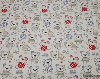 Flannel Fabric - I Love You Beary Much - By the yard - 100% Cotton Flannel