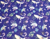 Flannel Fabric - Deep Sea Animals - By the yard - 100% Cotton Flannel