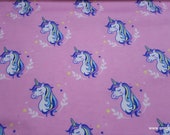Flannel Fabric - Unicorns Pink - By the yard - 100% Cotton Flannel