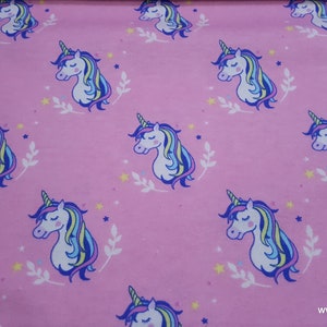 Flannel Fabric Unicorns Pink By the yard 100% Cotton Flannel image 1