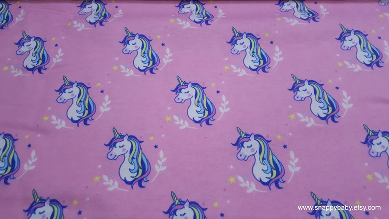 Flannel Fabric Unicorns Pink By the yard 100% Cotton Flannel image 1