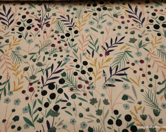 Flannel Fabric - Packed Floral on Cream - By the yard - 100% Cotton Flannel