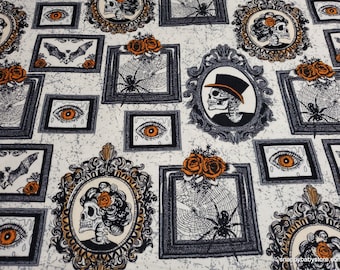 Flannel Fabric - Skeleton Photos - By the yard - 100% Cotton Flannel