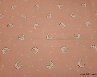 Flannel Fabric - Over the Moon Crescent Moons Pink - By the yard - 100% Cotton Flannel