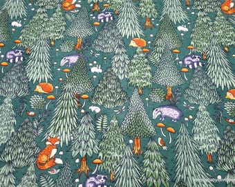 Remnant Flannel Fabric - Woodland Animals and Trees - Choose your Size - 100% Cotton Flannel