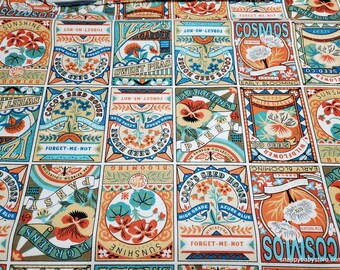 Flannel Fabric - Seed Packets - By the yard - 100% Cotton Flannel