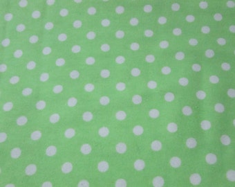 Flannel Fabric - Green Apple with White Dots - By the yard - 100% Cotton Flannel