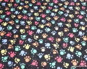 Flannel Fabric - Paw Print Paint Splatter - By the yard - 100% Cotton Flannel
