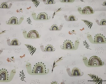 Flannel Fabric - Nature Crawls on White - By the Yard - 100% Cotton Flannel