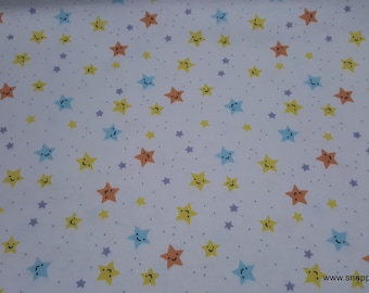 Flannel Fabric - Happy Stars - By the yard - 100% Cotton Flannel