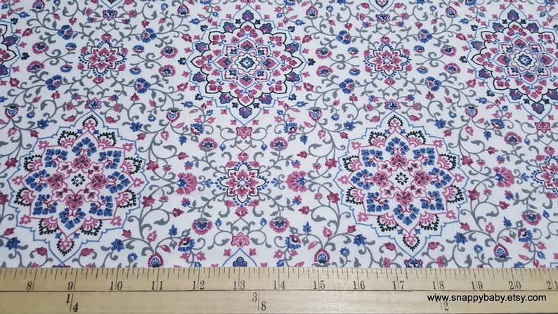 Flannel Fabric Emma Medallion By the yard 100% Cotton Flannel image 2