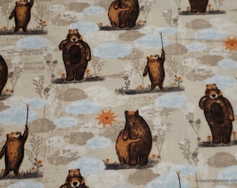 Flannel Fabric - Baby Bear Allover - By the yard - 100% Premium Cotton Flannel
