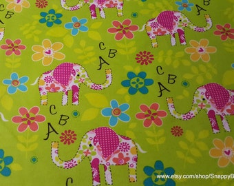 Flannel Fabric - ABC Elephants - By the yard - 100% Cotton Flannel