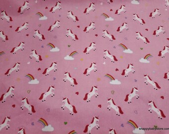 Flannel Fabric - Once Upon a Time Unicorns on Pink - By the yard - 100% Cotton Flannel