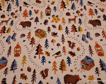 Flannel Fabric - Funky Fall Woods - By the yard - 100% Cotton Flannel