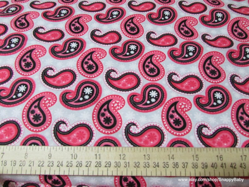 Flannel Fabric Peach Paisley By the yard 100% Cotton Flannel image 2