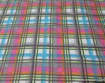 Flannel Fabric Coral Multi Plaid by the Yard 100% Cotton Flannel 