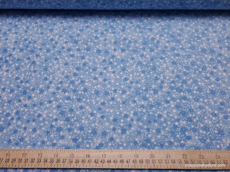 Flannel Fabric Blue Multi Stars Tonal By the yard 100% Cotton Flannel image 2