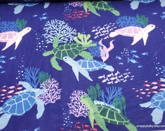 Flannel Fabric - Watercolor Turtles - By the Yard - 100% Cotton Flannel