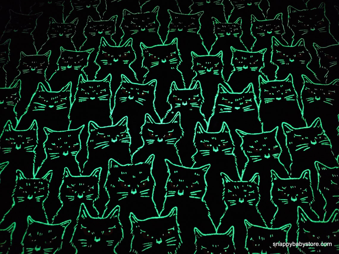 Glow in the Dark Flannel Fabric Cats Glow in the Dark by - Etsy