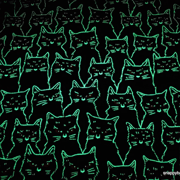 Glow in the Dark Cat Fabric Etsy