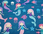 Flannel Fabric - Mermaid Fun - By the yard - 100% Cotton Flannel