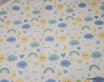 Premium Flannel Fabric - Blue Sweet Dreams White - By the yard - 100% Premium Cotton Flannel