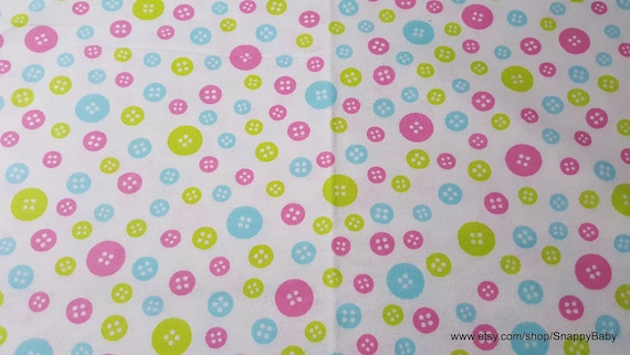 Flannel Fabric - Baby Buttons - By the yard - 100% Cotton Flannel