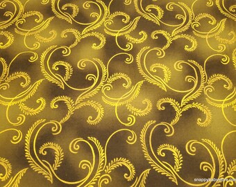 Premium Flannel Fabric - Autumn Comfort Harvest Scroll Green Premium - By the yard - 100% Cotton Flannel