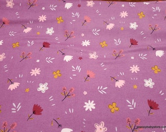 Flannel Fabric - Floral Purple - By the yard - 100% Cotton Flannel