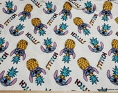 Character Flannel Fabric - Disney Stitch in Pineapple  - By the yard - 100% Cotton Flannel