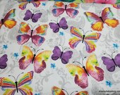 Flannel Fabric - Paisley Watercolor Butterflies - By the yard - 100% Cotton Flannel