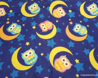 Flannel Fabric - Night Owls - By the yard - 100% Cotton Flannel