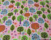 Flannel Fabric - Trees on Pink - By the yard - 100% Cotton Flannel
