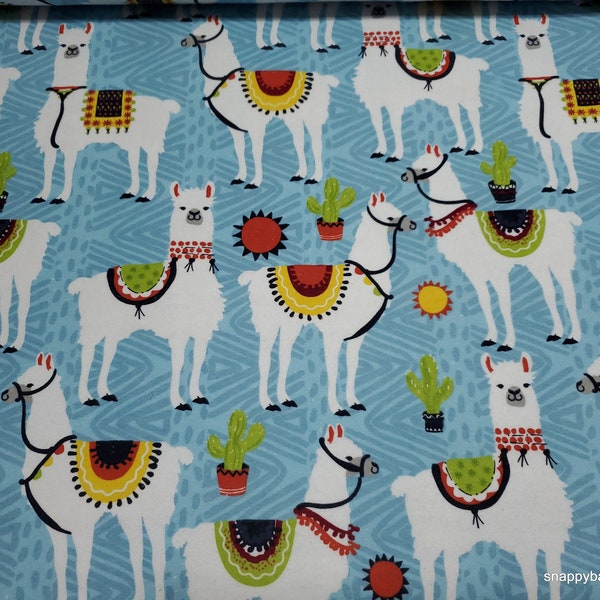 Flannel Fabric - Aztec Llama in Line - By the yard - 100% Cotton Flannel