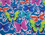 Flannel Fabric - Multi Color Butterflies - By the yard - 100% Cotton Flannel