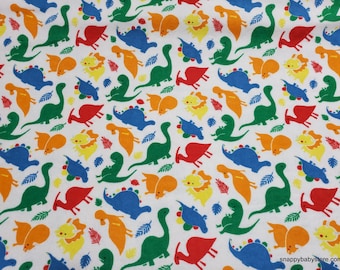Flannel Fabric - Dinomite White - By the yard - 100% Cotton Flannel