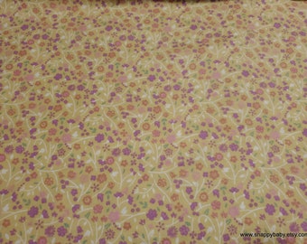 Flannel Fabric - Yellow Floral - By the yard - 100% Cotton Flannel