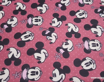 Character Flannel Fabric - Disney Mickey and Minnie Head Toss - By the yard - 100% Cotton Flannel