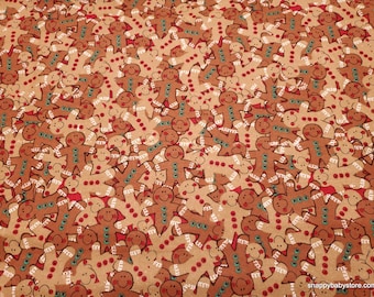 Christmas Flannel Fabric - Packed Gingerbread Men - By the yard - 100% Cotton Flannel