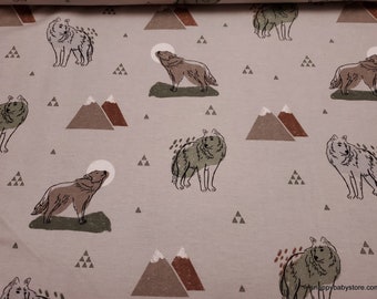 Flannel Fabric - Mountain Wolf Wilderness - By the Yard - 100% Cotton Flannel