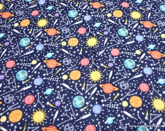 Flannel Fabric - Planets - By the yard - 100% Cotton Flannel