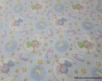 Flannel Fabric - Teddy Bear Dreams Blue Green - By the yard - 100% Cotton Flannel