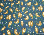 Flannel Fabric - Loving Swimming Otters - By the yard - 100% Cotton Flannel