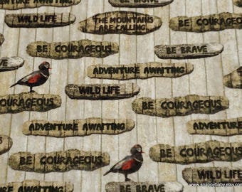 Remnant Flannel Fabric - Deep Woods Words - Choose your Size - 100% Cotton Flannel